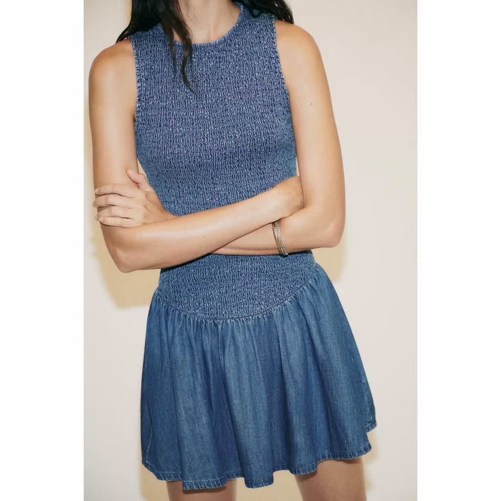 ๐โจ ZARA SMOCKING DENIM DRESS โจ๐