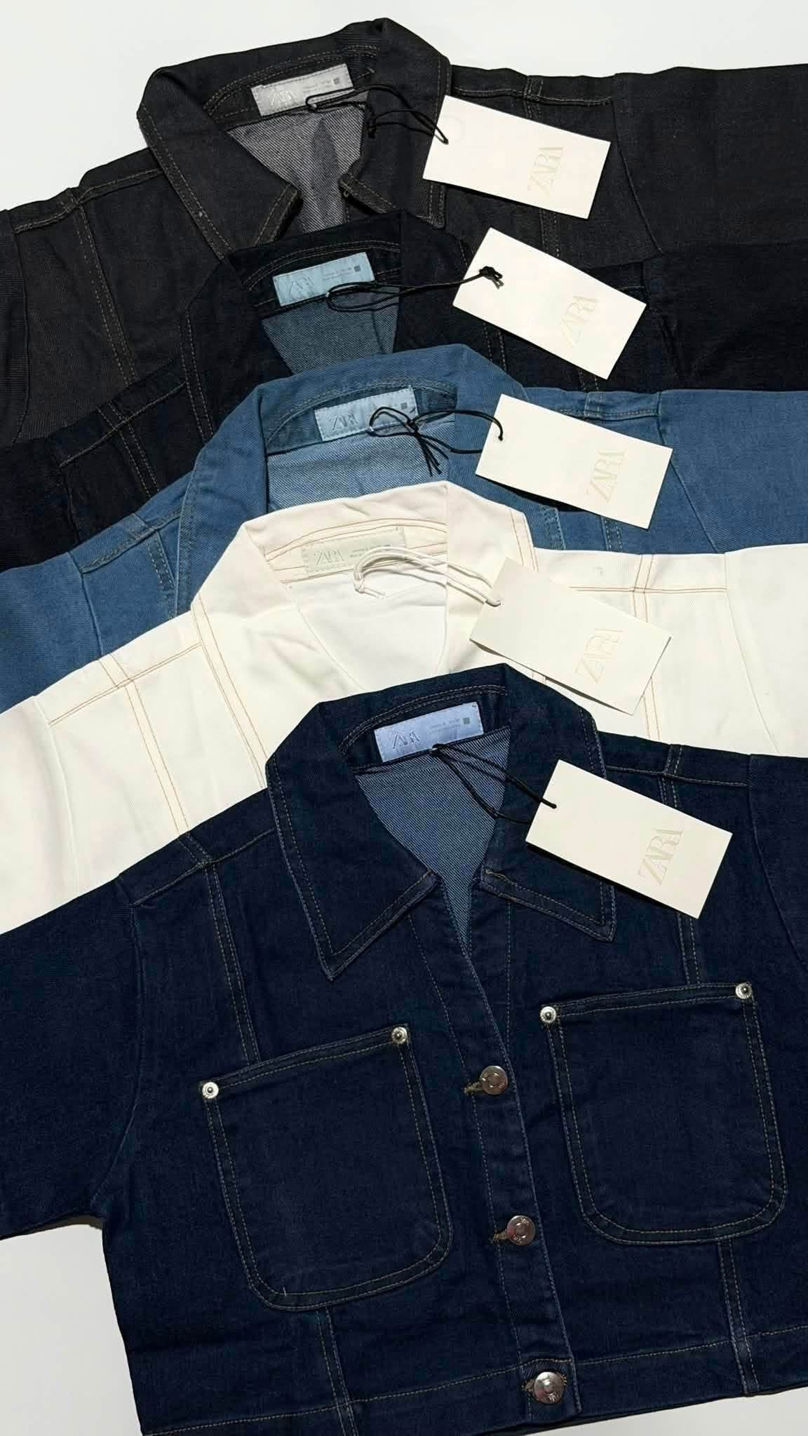 Zara Denim Cropped Polo