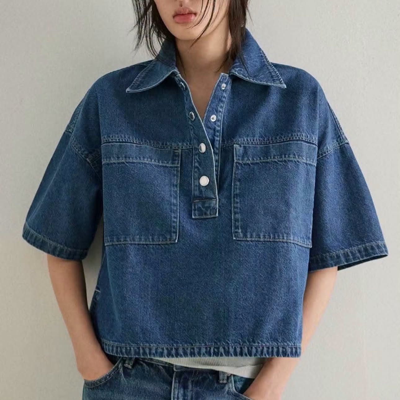 MNG Denim Popover Shirt
